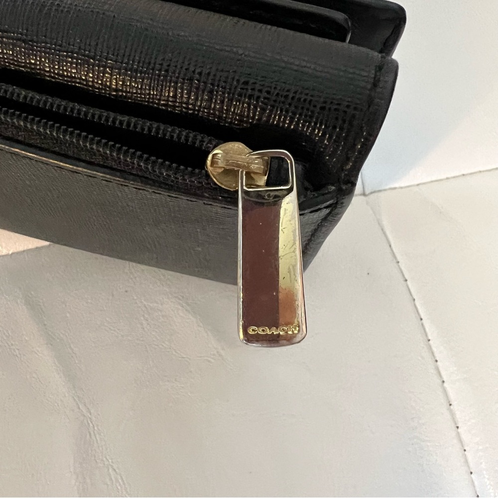 Coach Saffiano Leather Tri-Fold Checkbook Wallet - Picture 4 of 13